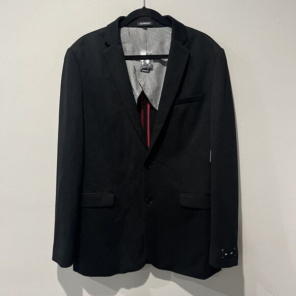 EXPRESS Blazer Men’s 41L Slim Two Button Sport Coat JACKET Black Career  Preppy - Picture 1 of 9